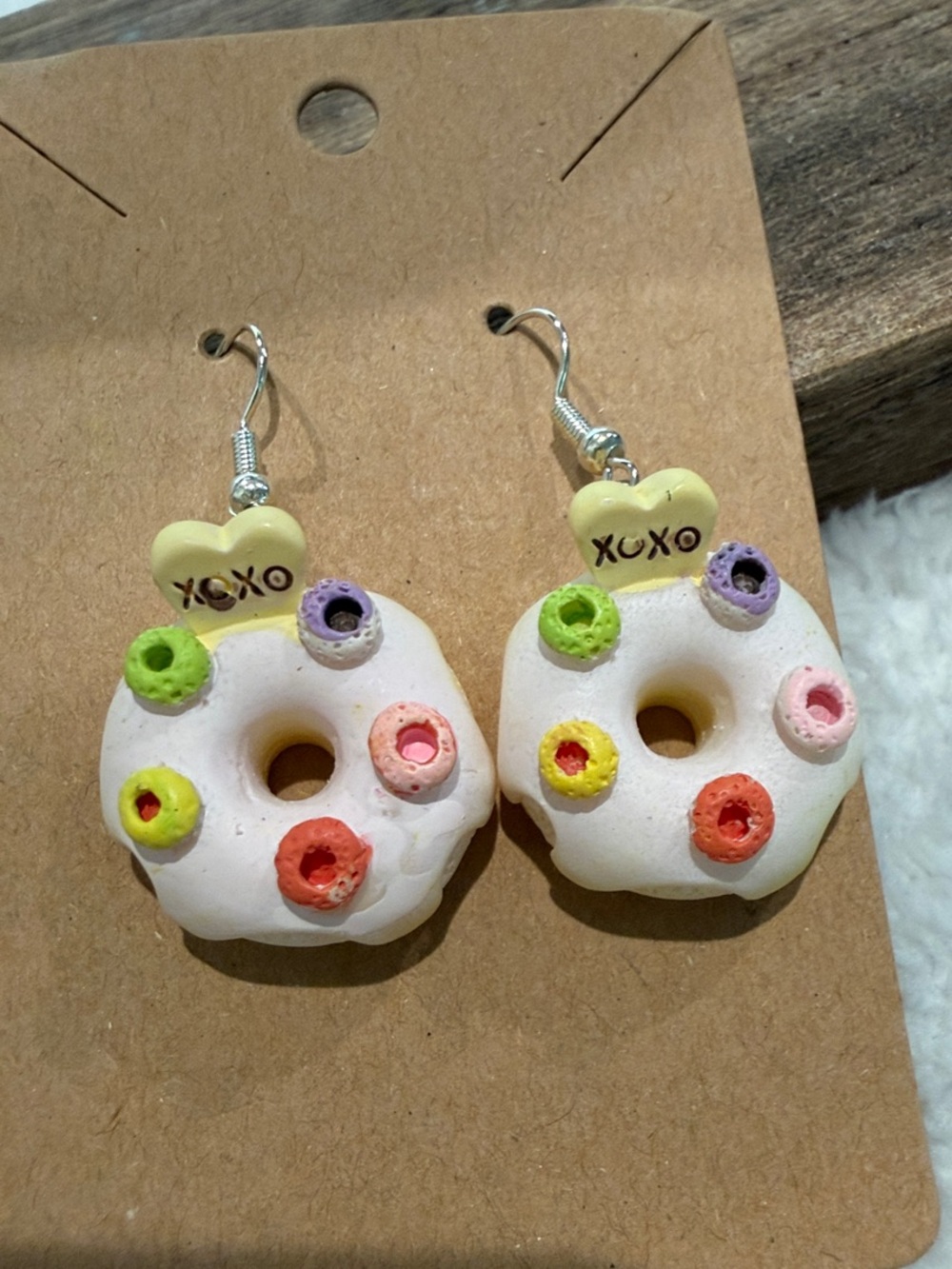 XOXO Kids White Donut Dangle Earrings with Pastel Sprinkles